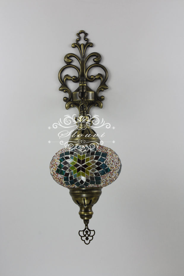 Turkish Mosaic  Wall Sconce, With Large Globe - TurkishLights.NET