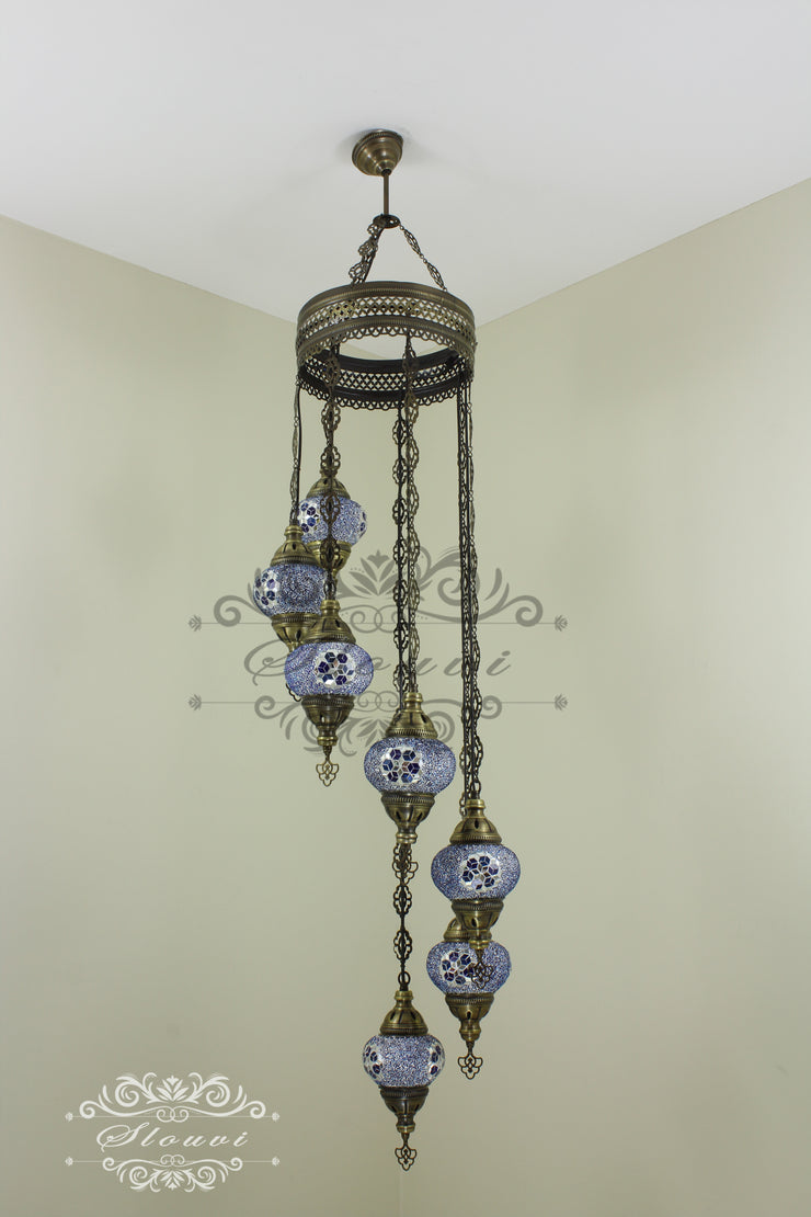 7 - BALL TURKISH MOSAIC CHANDELIER - TurkishLights.NET