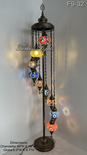 9 BALL TURKISH MOSAIC FLOOR LAMP WITH LARGE GLOBES 10 TO CHOOSE