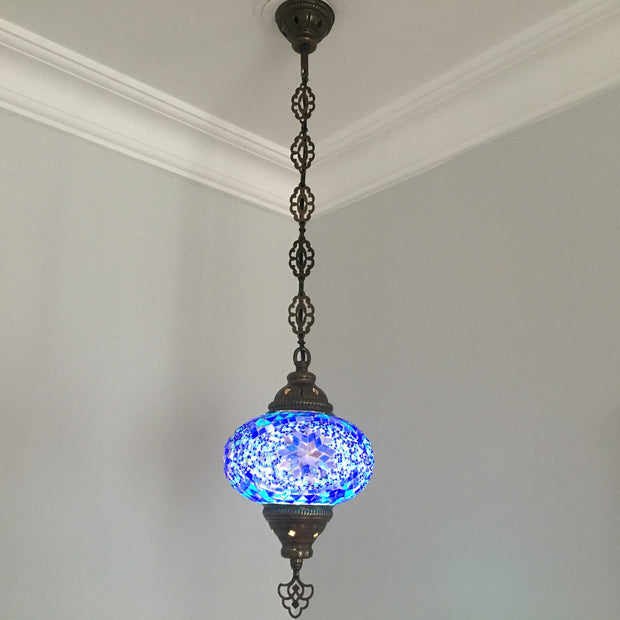 Turkish Handmade Mosaic  Hanging Lamp - Large Globe- Special Edition - TurkishLights.NET