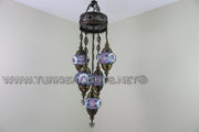 5-BALL SULTAN MOSAIC CHANDELIER (MEDIUM GLOBES) - TurkishLights.NET