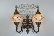 Turkish Mosaic Double Wall Sconce, With Large Globes, Upward - TurkishLights.NET