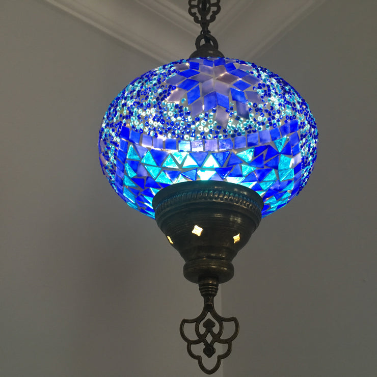 Turkish Handmade Mosaic  Hanging Lamp - Large Globe- Special Edition - TurkishLights.NET