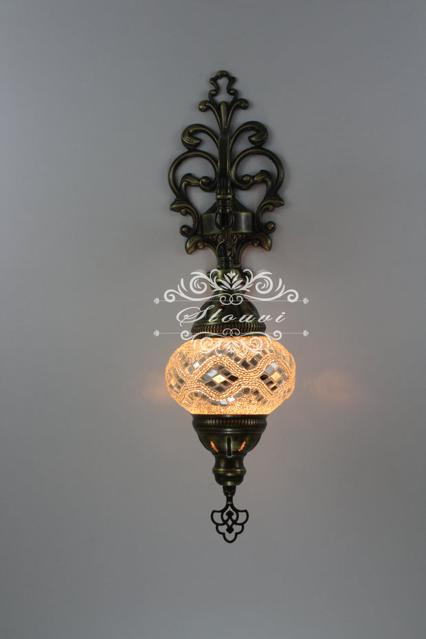 Turkish Mosaic  Wall Sconce, With Medium Globe - TurkishLights.NET