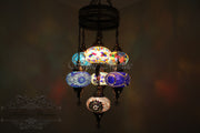 7 - BALL SULTAN TURKISH MOSAIC CHANDELIER (LARGE GLOBES) - TurkishLights.NET