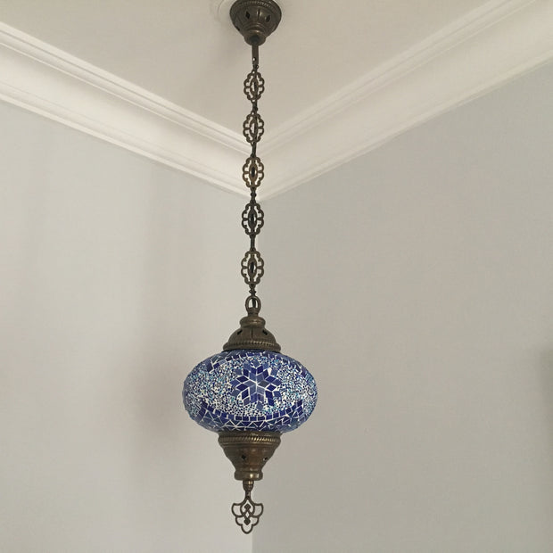 Turkish Handmade Mosaic  Hanging Lamp - Large Globe- Special Edition - TurkishLights.NET