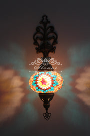 Turkish Mosaic  Wall Sconce, With Large Globe - TurkishLights.NET