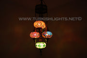 5-BALL SULTAN MOSAIC CHANDELIER (LARGE GLOBES) - TurkishLights.NET