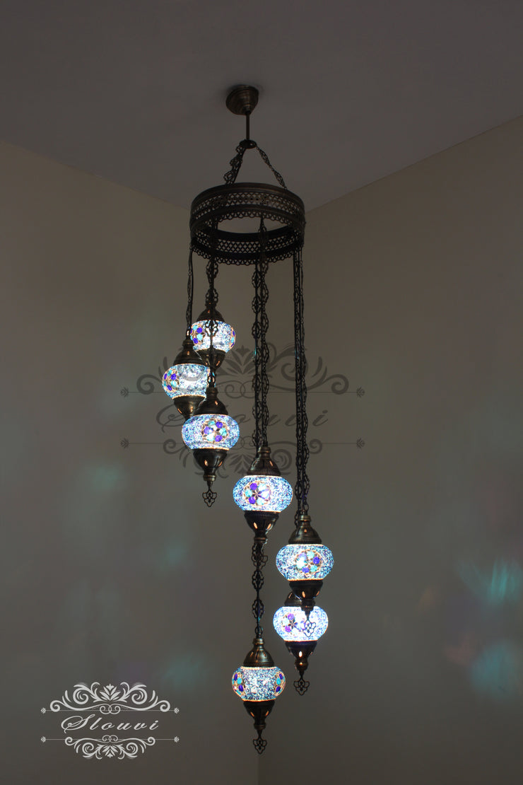 7 - BALL TURKISH MOSAIC CHANDELIER - TurkishLights.NET