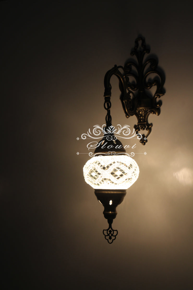 Turkish Mosaic  Wall Sconce, With Medium Globe - TurkishLights.NET