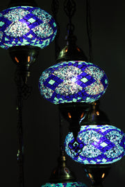 5 BALL TURKISH MOSAIC CHANDELIER, WITH LARGE GLOBES - TurkishLights.NET