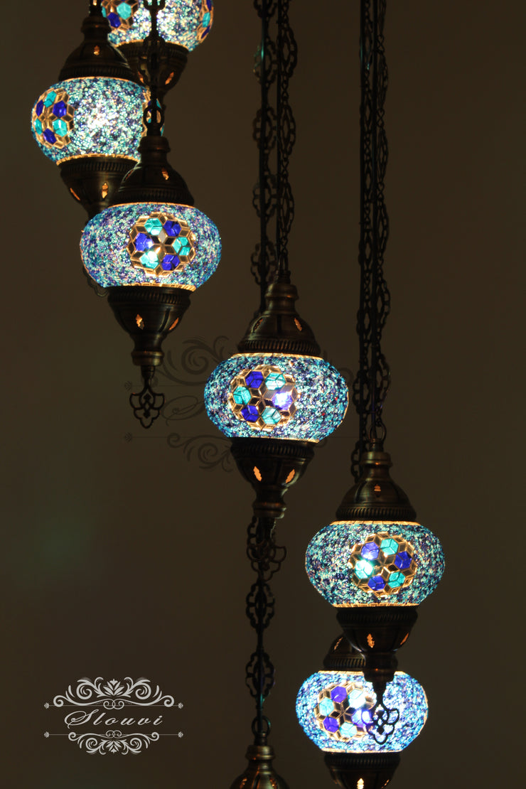 7 - BALL TURKISH MOSAIC CHANDELIER - TurkishLights.NET