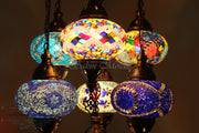 7 - BALL SULTAN TURKISH MOSAIC CHANDELIER (LARGE GLOBES) - TurkishLights.NET