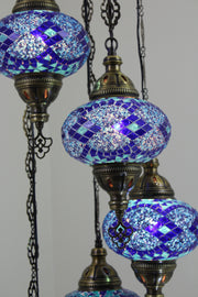 5 BALL TURKISH MOSAIC CHANDELIER, WITH LARGE GLOBES - TurkishLights.NET