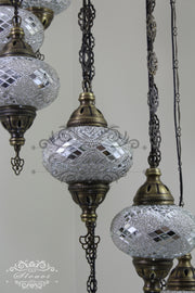 TURKISH MOSAIC LAMP, Water Drop Style CHANDELIER IN 8 LARGE GLOBES - TurkishLights.NET