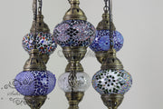 5-BALL SULTAN MOSAIC CHANDELIER (LARGE GLOBES) - TurkishLights.NET