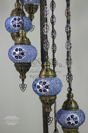 7 BALL TURKISH MOSAIC FLOOR LAMP, LAMBADER, MEDIUM GLOBES - TurkishLights.NET