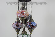 5-BALL SULTAN MOSAIC CHANDELIER (LARGE GLOBES) - TurkishLights.NET