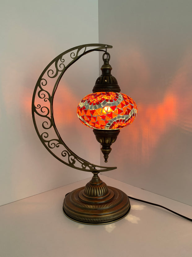 Melidia  Crescent Shape Mosaic  Table Lamp with Large Globe