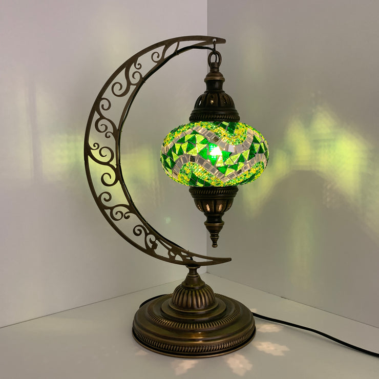 Melidia  Crescent Shape Mosaic  Table Lamp with Large Globe