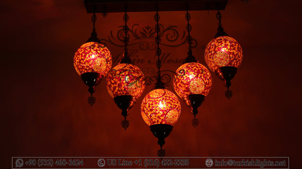 Kitchen Island Pendant With 5 L(20 cm ) Globes, ID: 111 - TurkishLights.NET