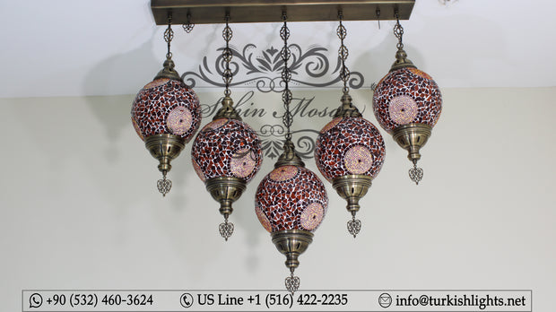 Kitchen Island Pendant With 5 L(20 cm ) Globes, ID: 111 - TurkishLights.NET