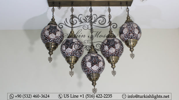 Kitchen Island Pendant With 5 L(20 cm ) Globes, ID: 111 - TurkishLights.NET