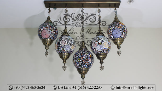 Kitchen Island Pendant With 5 L(20 cm ) Globes, ID: 111 - TurkishLights.NET