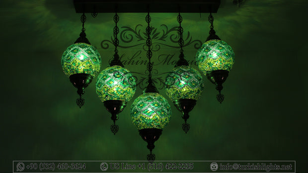 Kitchen Island Pendant With 5 (20 cm ) Globes, ID: 111 - TurkishLights.NET