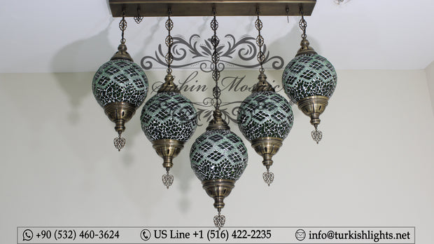 Kitchen Island Pendant With 5 (20 cm ) Globes, ID: 111 - TurkishLights.NET