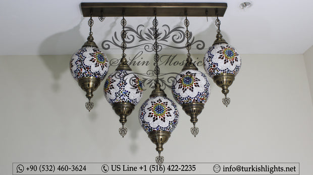 Kitchen Island Pendant With 5 (20 cm ) Globes, ID: 111 - TurkishLights.NET