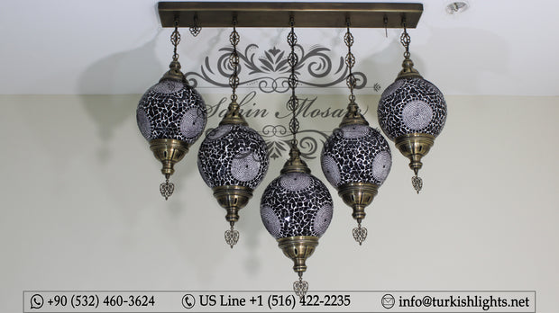 Kitchen Island Pendant With 5 (20 cm ) Globes, ID: 111 - TurkishLights.NET