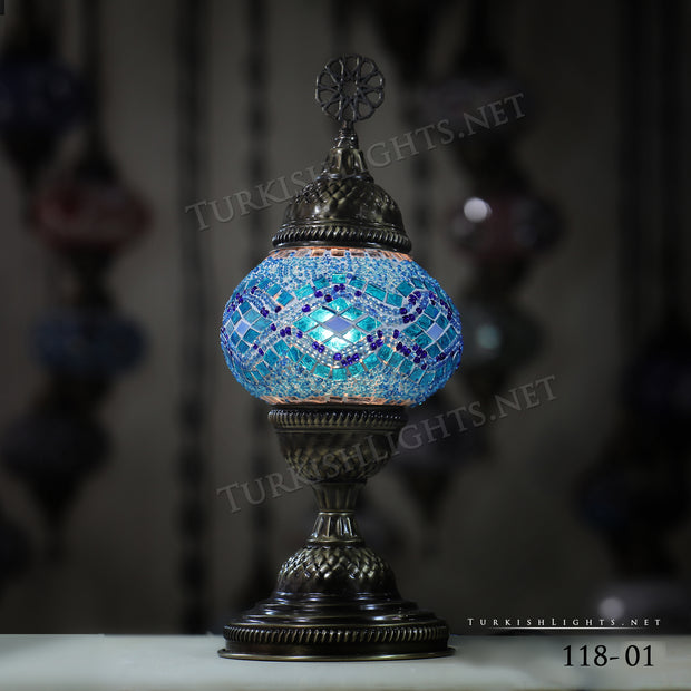 TURKISH MOSAIC TABLE LAMP,  MEDIUM GLOBE Product ID: 118 - TurkishLights.NET