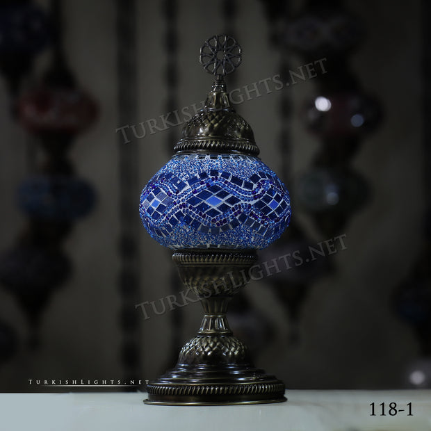 TURKISH MOSAIC TABLE LAMP,  MEDIUM GLOBE Product ID: 118 - TurkishLights.NET