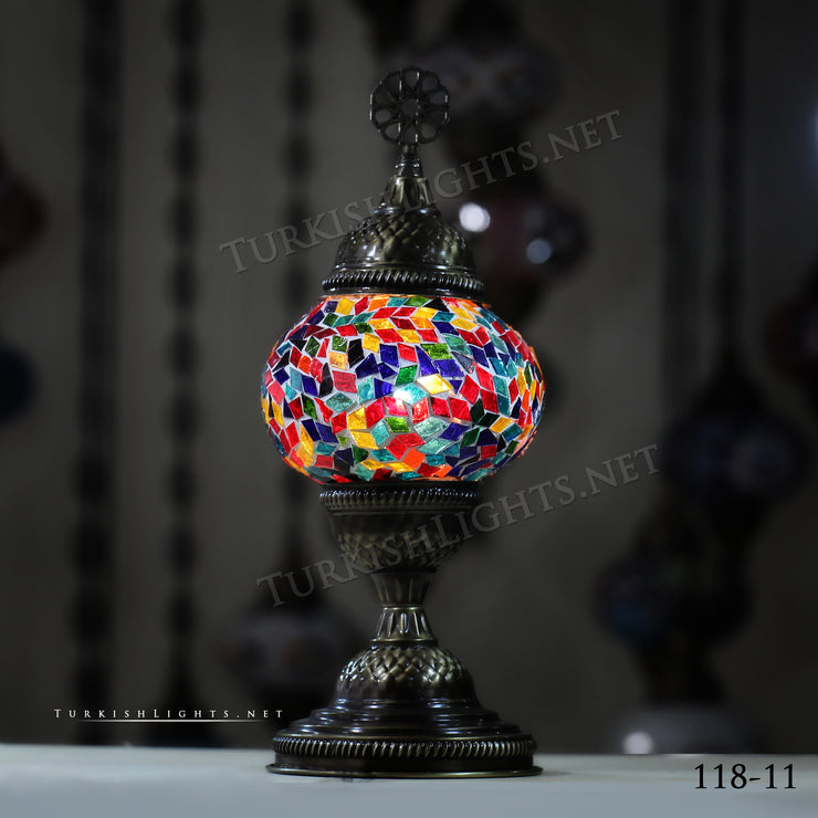 TURKISH MOSAIC TABLE LAMP,  MEDIUM GLOBE Product ID: 118 - TurkishLights.NET