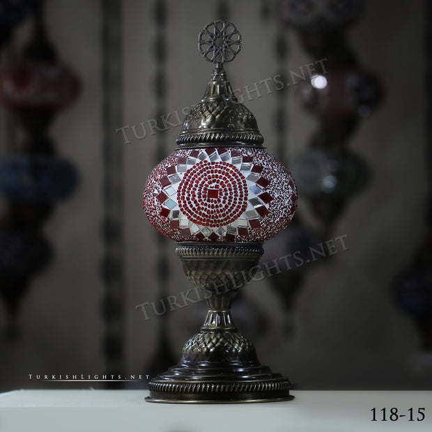 TURKISH MOSAIC TABLE LAMP,  MEDIUM GLOBE Product ID: 118 - TurkishLights.NET