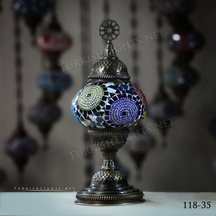 TURKISH MOSAIC TABLE LAMP,  MEDIUM GLOBE Product ID: 118 - TurkishLights.NET