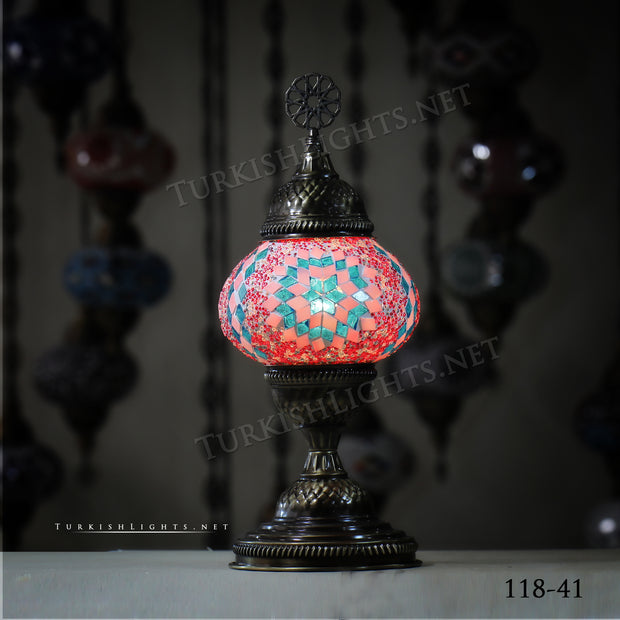 TURKISH MOSAIC TABLE LAMP,  MEDIUM GLOBE Product ID: 118 - TurkishLights.NET