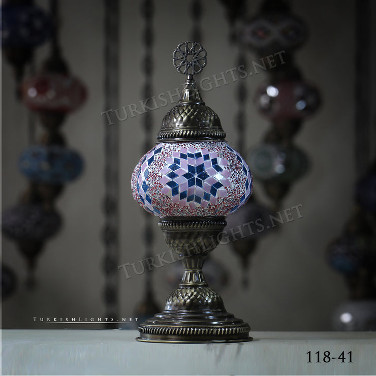 TURKISH MOSAIC TABLE LAMP,  MEDIUM GLOBE Product ID: 118 - TurkishLights.NET