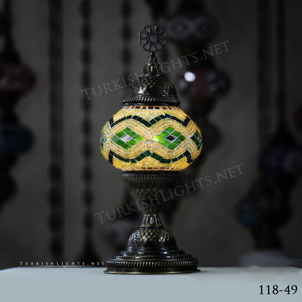 TURKISH MOSAIC TABLE LAMP,  MEDIUM GLOBE Product ID: 118 - TurkishLights.NET