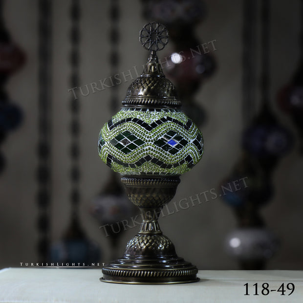 TURKISH MOSAIC TABLE LAMP,  MEDIUM GLOBE Product ID: 118 - TurkishLights.NET