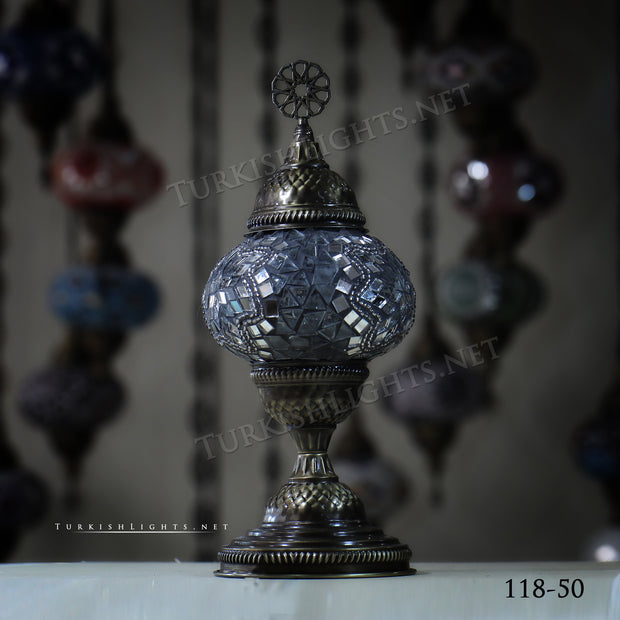 TURKISH MOSAIC TABLE LAMP,  MEDIUM GLOBE Product ID: 118 - TurkishLights.NET