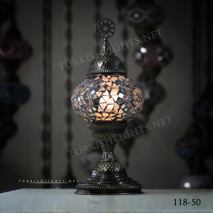 TURKISH MOSAIC TABLE LAMP,  MEDIUM GLOBE Product ID: 118 - TurkishLights.NET