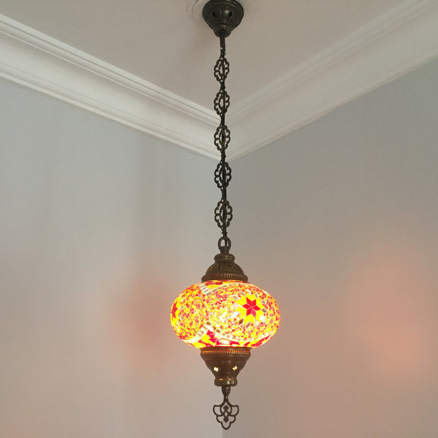 Turkish Handmade Mosaic  Hanging Lamp - Large Globe - TurkishLights.NET