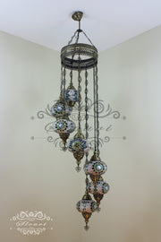 7 - BALL TURKISH MOSAIC CHANDELIER, LARGE GLOBES - TurkishLights.NET