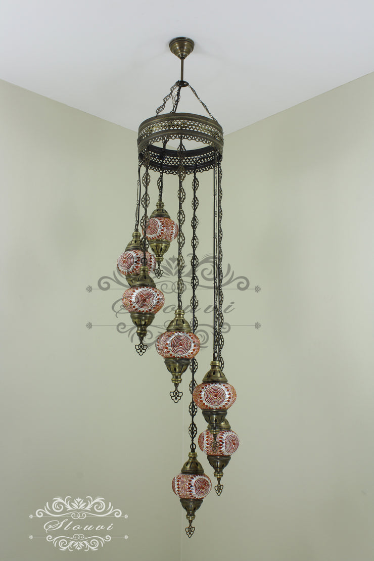 7 - BALL TURKISH MOSAIC CHANDELIER - TurkishLights.NET