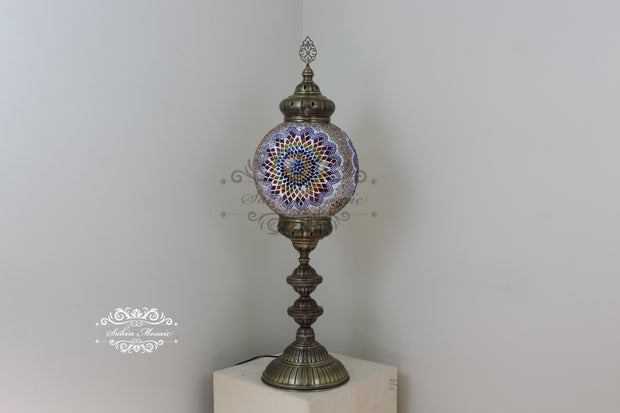 MOSAIC FLOOR / TABLE LAMP WITH 30CM (12") GLOBE - TurkishLights.NET