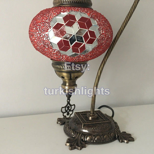 SWAN NECK MOSAIC TABLE LAMP, LARGE GLOBE - TurkishLights.NET