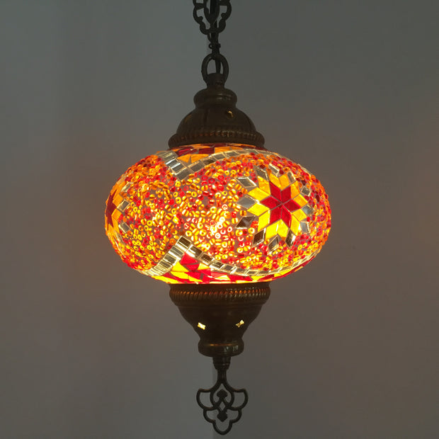 Turkish Handmade Mosaic  Hanging Lamp - Large Globe - TurkishLights.NET