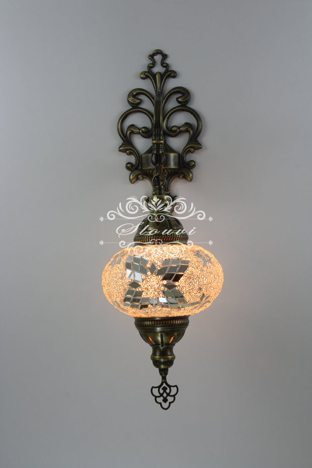 Turkish Mosaic  Wall Sconce, With Large Globe - TurkishLights.NET